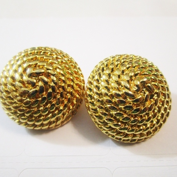Monet Vintage, Goldtone Dome Clip On Earrings - Picture 1 of 4